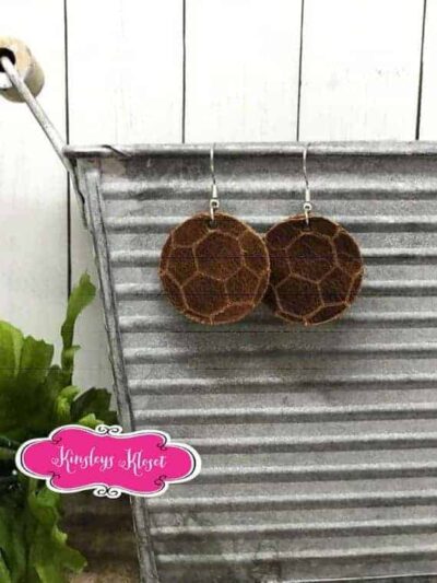 Gorgeous genuine leather SOCCER earrings- Handmade etched Leather Teardrops- Soccer mom