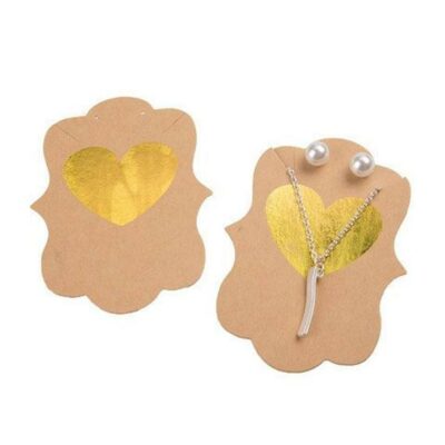 Kraft With Gold Foil Heart - Gold foil Heart necklace and earring card with bracket - 2.9