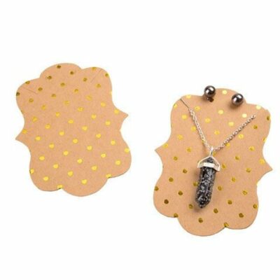 Kraft With Gold Foil Polka Dots - Gold foil dot necklace and earring card with bracket - 2.9
