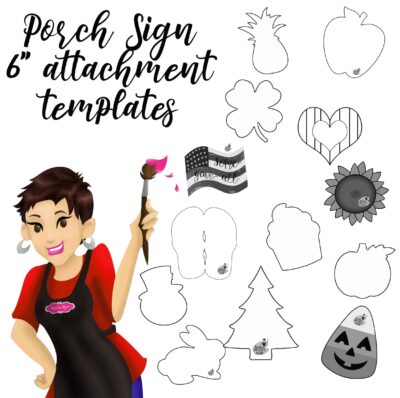 Porch Sign attachment template set 6 inch- make your own Welcome, Home, Blessed or Believe sign and replace a letter with a shape